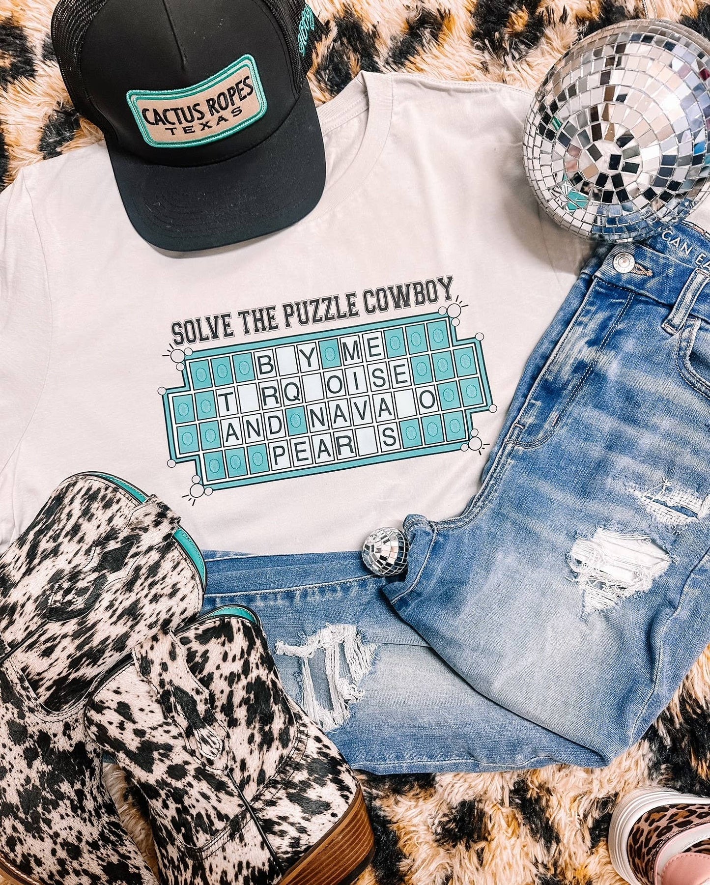 Solve the Puzzle Cowboy Western Graphic Teel