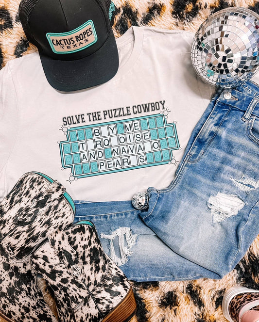 Solve the Puzzle Cowboy Western Graphic Teel