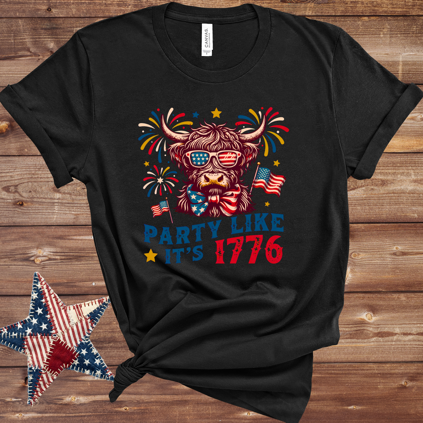 Party Like It’s 1776 Highland Cow Patriotic TShirt