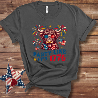 Party Like It’s 1776 Highland Cow Patriotic TShirt