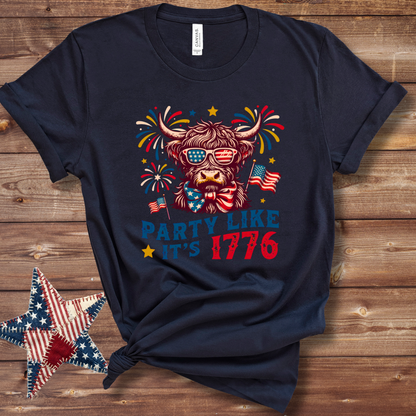 Party Like It’s 1776 Highland Cow Patriotic TShirt