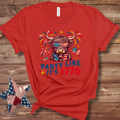 Party Like It’s 1776 Highland Cow Patriotic TShirt