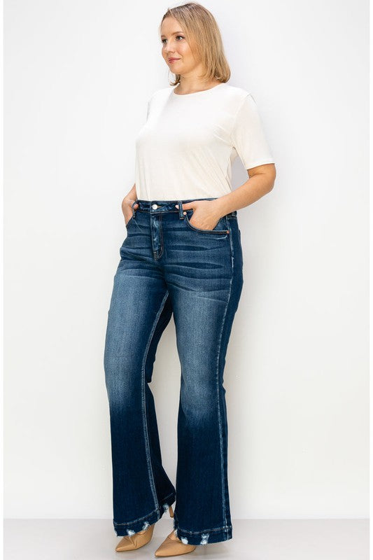 Mia Plus Mid Rise Super Flare Jeans