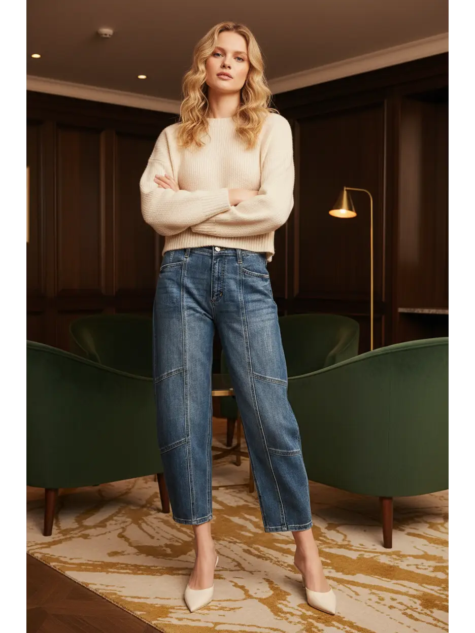 HIGH RISE RELAXED BARREL JEANS