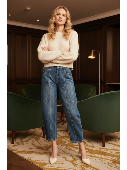 HIGH RISE RELAXED BARREL JEANS