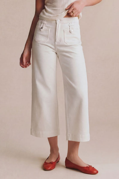 TUMMY CONTROL HIGH RISE WHITE CROP PALAZZO JEANS