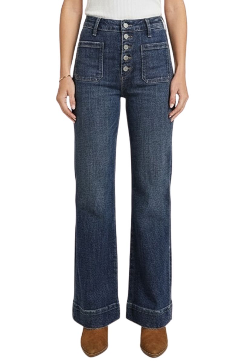 High Rise Front Patch Pocket Holly Flare Jeans
