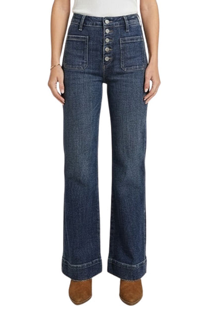 High Rise Front Patch Pocket Holly Flare Jeans