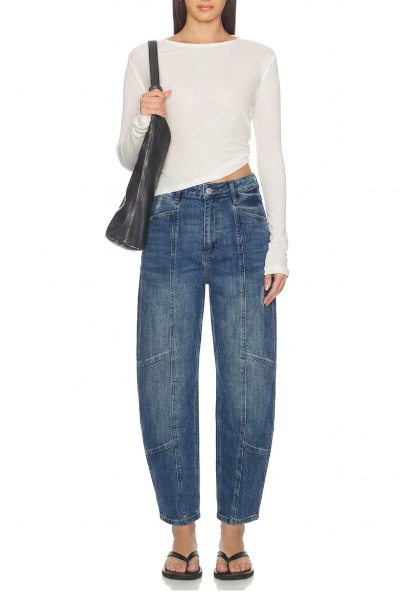 HIGH RISE RELAXED BARREL JEANS
