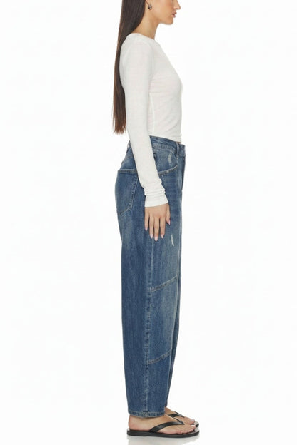 HIGH RISE RELAXED BARREL JEANS