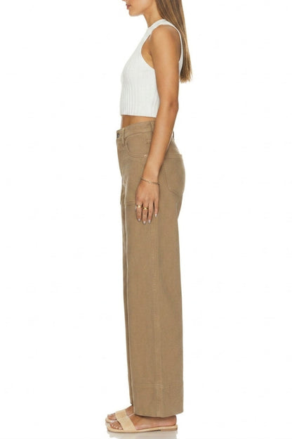 HIGH RISE TUMMY CONTROL GARMENT DYED PALAZZO JEANS