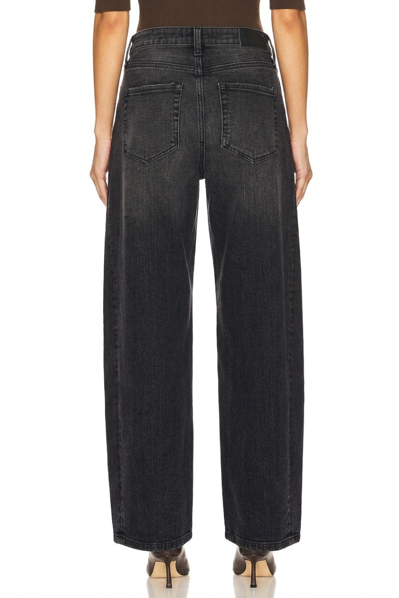 HIGH RISE RELAXED BLACK BARREL JEANS