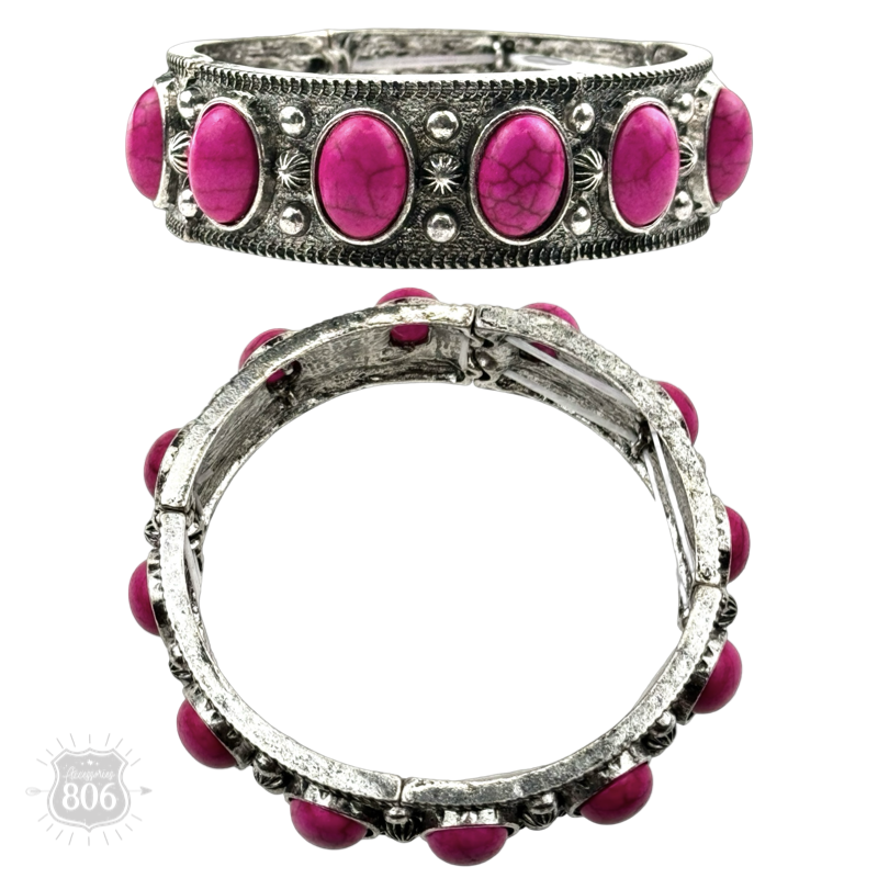 Western oval cabochon stretch bracelet