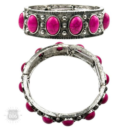 Western oval cabochon stretch bracelet