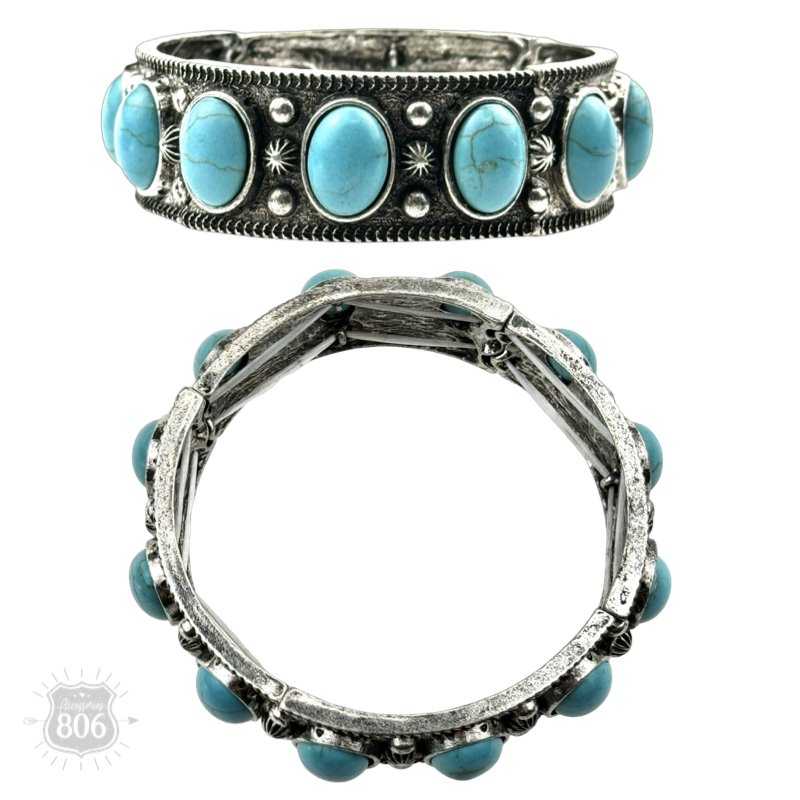 Western oval cabochon stretch bracelet