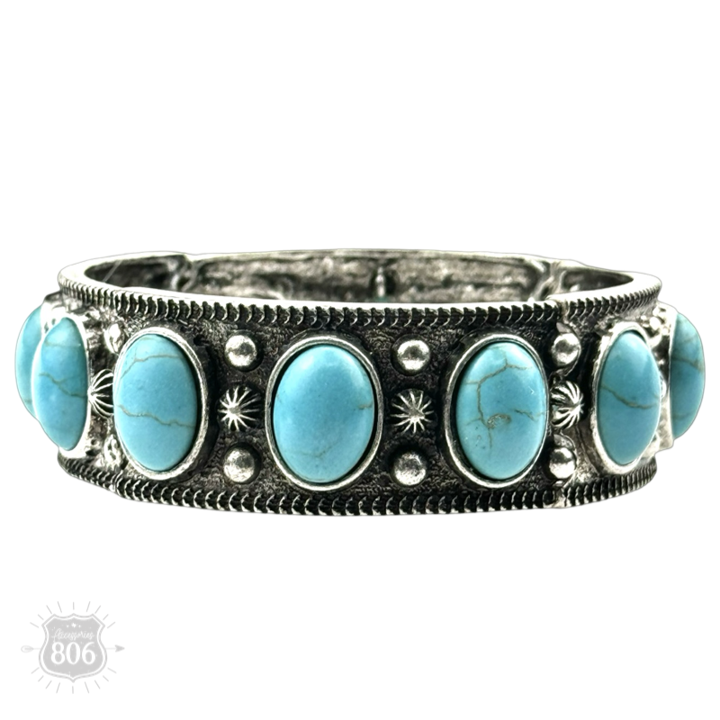Western oval cabochon stretch bracelet