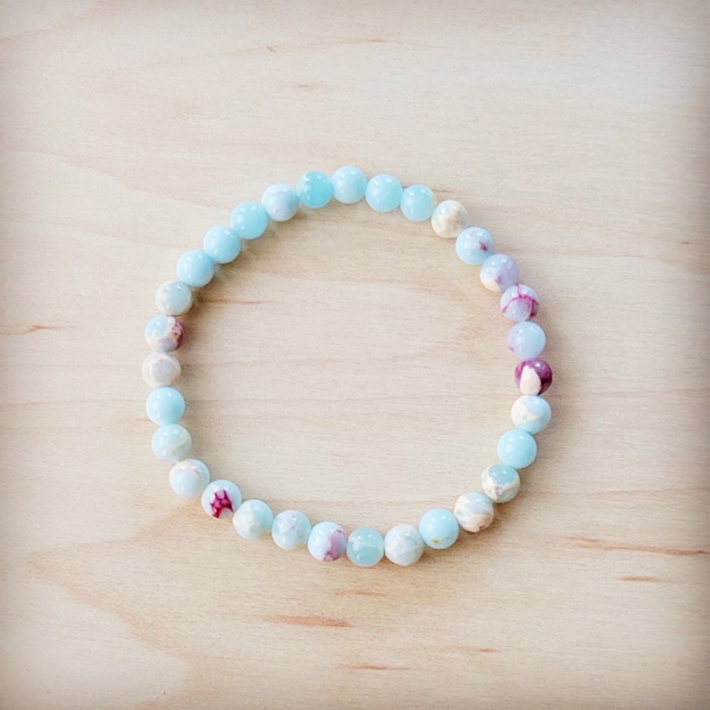**Pastel Aqua Terra Stretch Beaded Bracelet 811h
