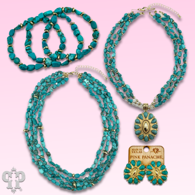 Turquoise and 18k gold dipped concho pendant necklace