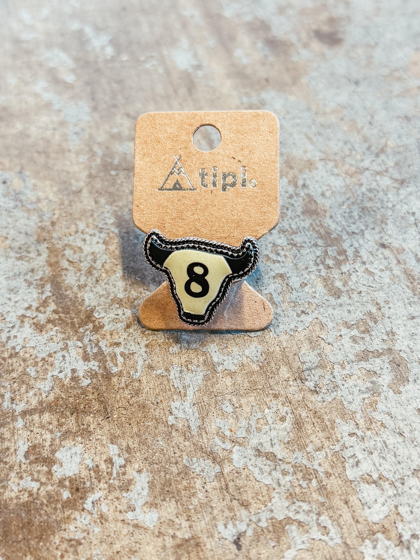 8 Ball Longhorn Ring & Stud Earring Set – Western Lucky 8 Matching Set