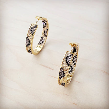 Chic Spotted Contour Gold Hoop Earrings 219cj