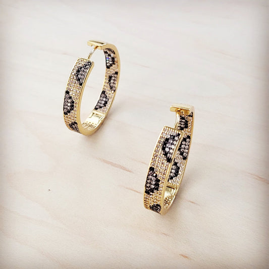 Chic Spotted Contour Gold Hoop Earrings 219cj