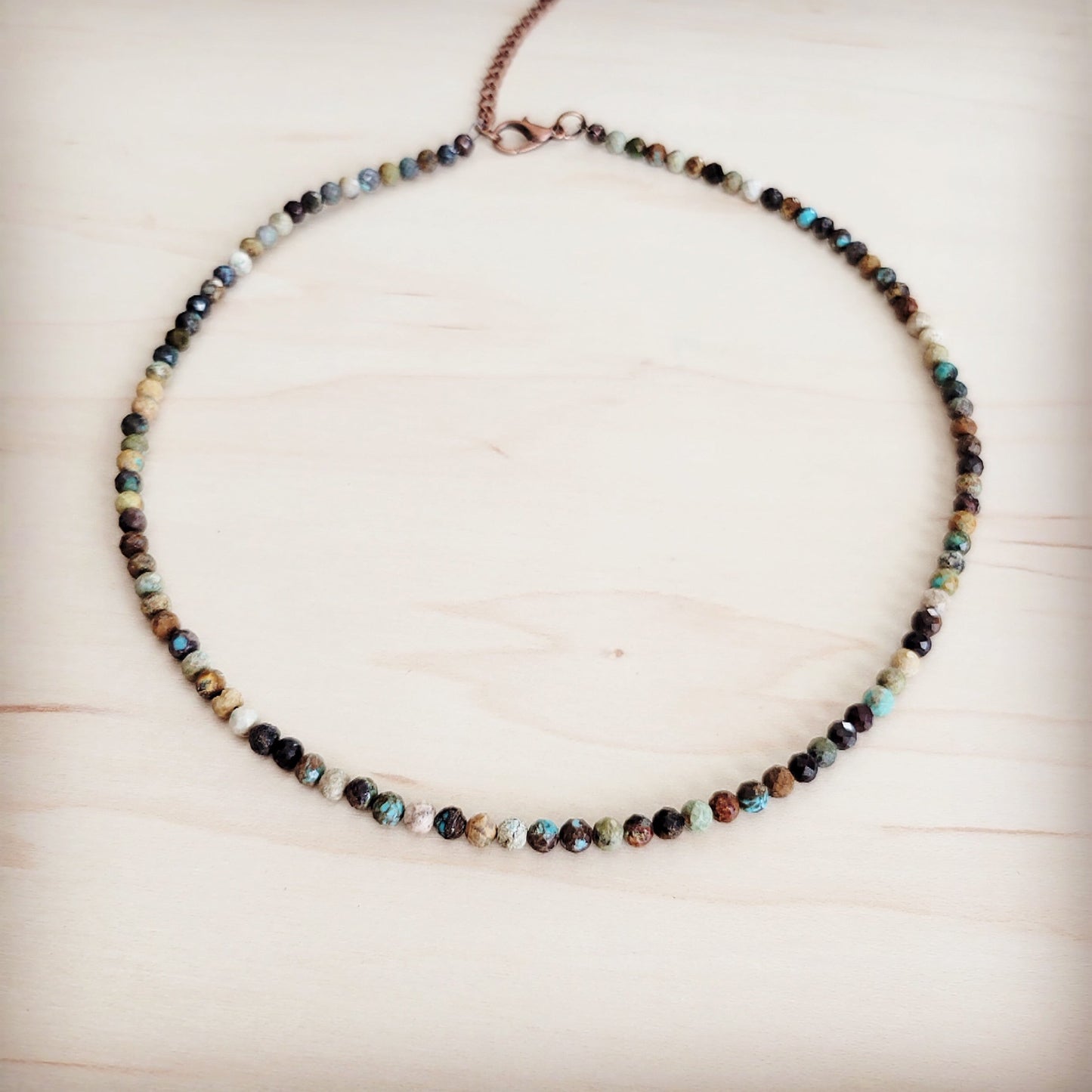 Faceted Genuine HuBei Turquoise Beaded Collar Necklace 262s