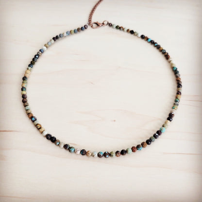 Faceted Genuine HuBei Turquoise Beaded Collar Necklace 262s