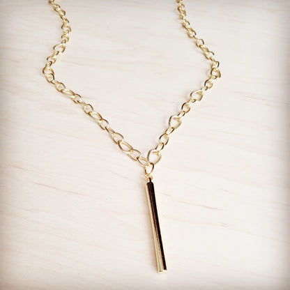 **Long Gold Chain Necklace w/ Bar Pendant 257kx