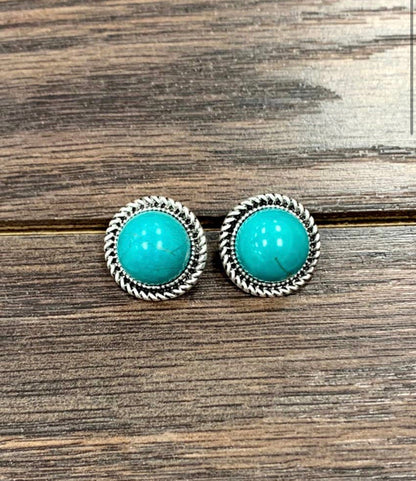 Faux 12mm Turquoise Stud Earrings