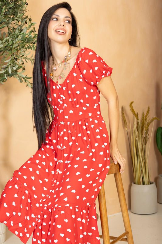 Heart of My Heart A-Line Dress  In Red
