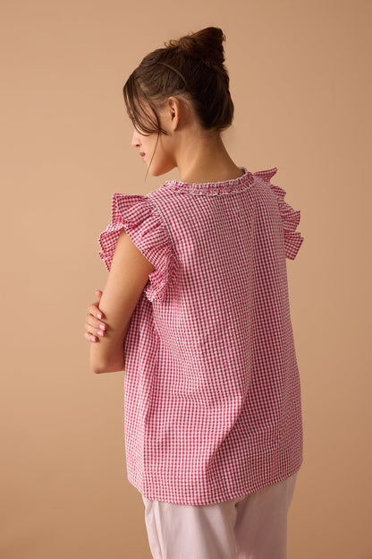 Peyton Gingham Top In  Light Pink