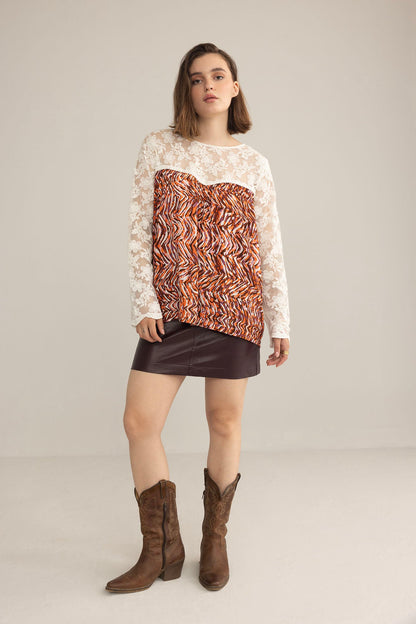 Tigerlily Lace Top in Multicolor Print