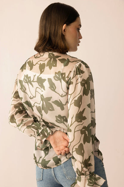 Forest Muse Printed Top in Olive Bloom