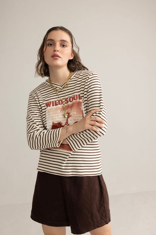 Bloomin' Ride Striped Top in Vanilla Smoke