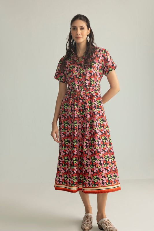Hibiscus Rush Shirt Dress in Bloom Pink