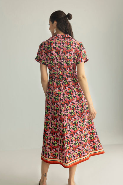 Hibiscus Rush Shirt Dress in Bloom Pink