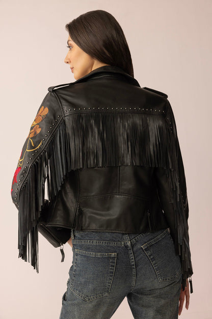 Thorn & Thunder Leather Jacket in Ink Bloom