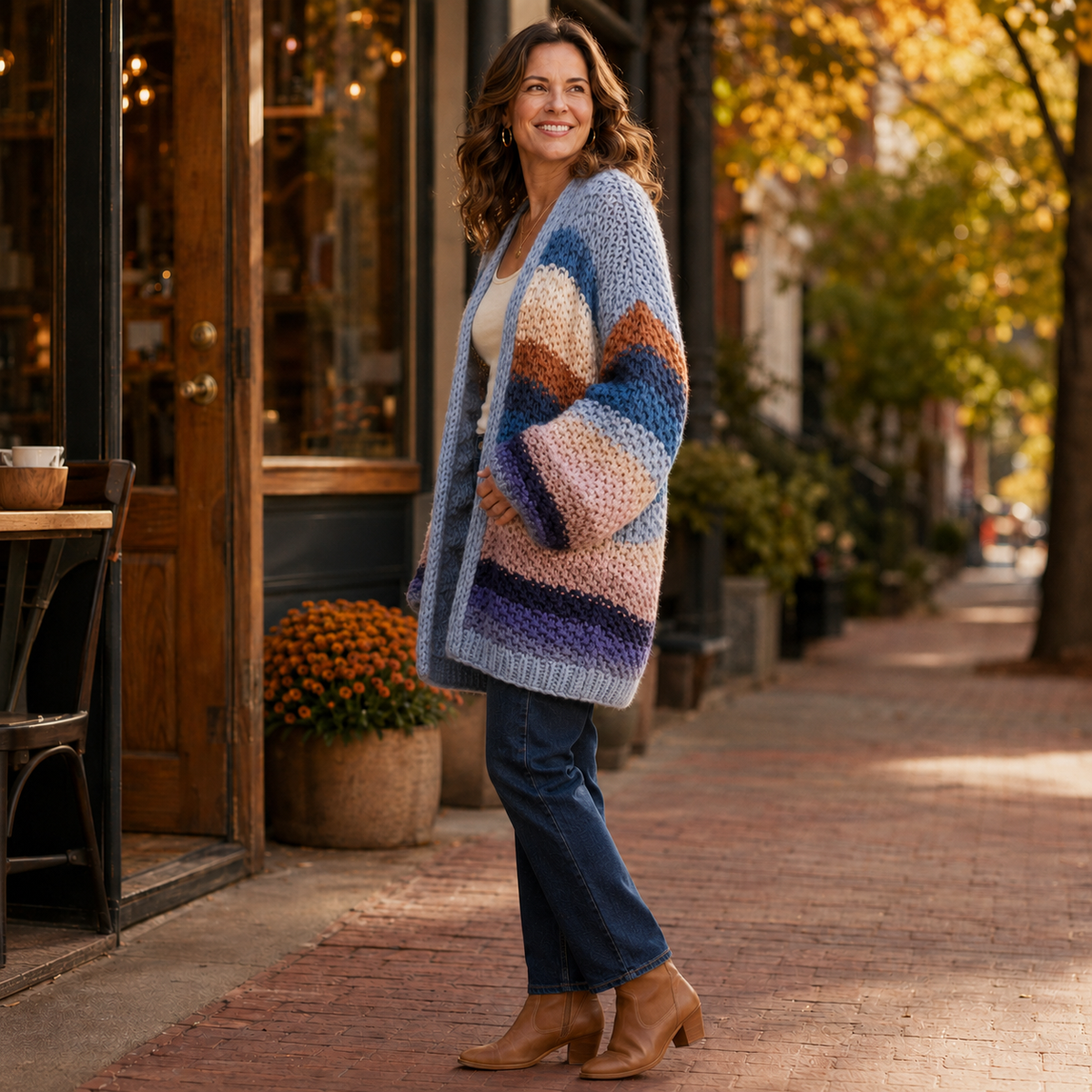 Slate Blue Hand-Crochet Open Cardigan