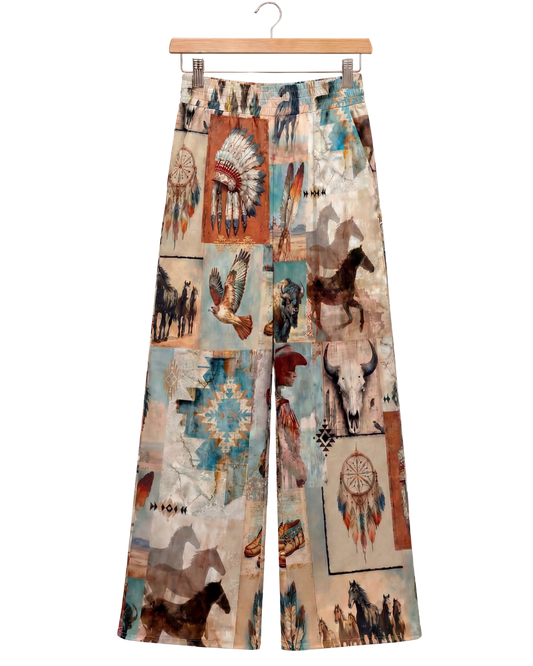 Baha Ranch Bohemian Dreams High Waisted Wide Leg Pants Inclusive Sizing