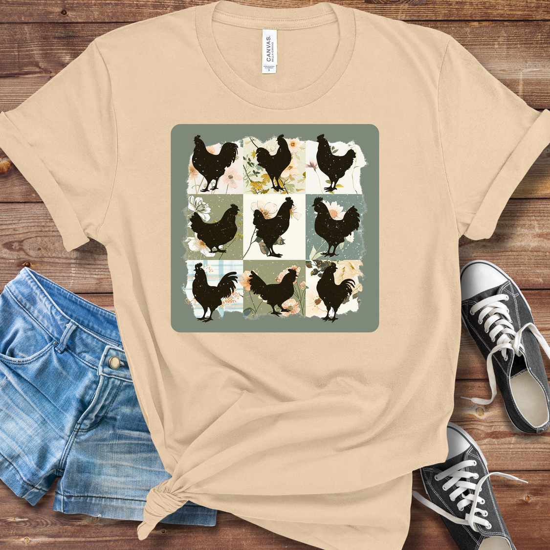 Boho Chicken Graphic TShirt | Bella + Canvas Unisex Farmhouse Shirt