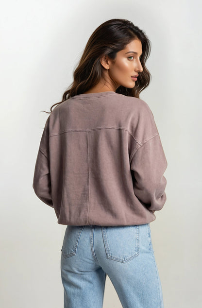 Boho "Love" Embellished Mineral Wash Sweatshirt
