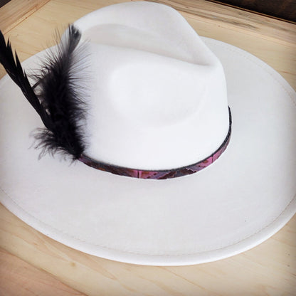Genuine Leather Magenta Navajo w/ Black Feathers 954w