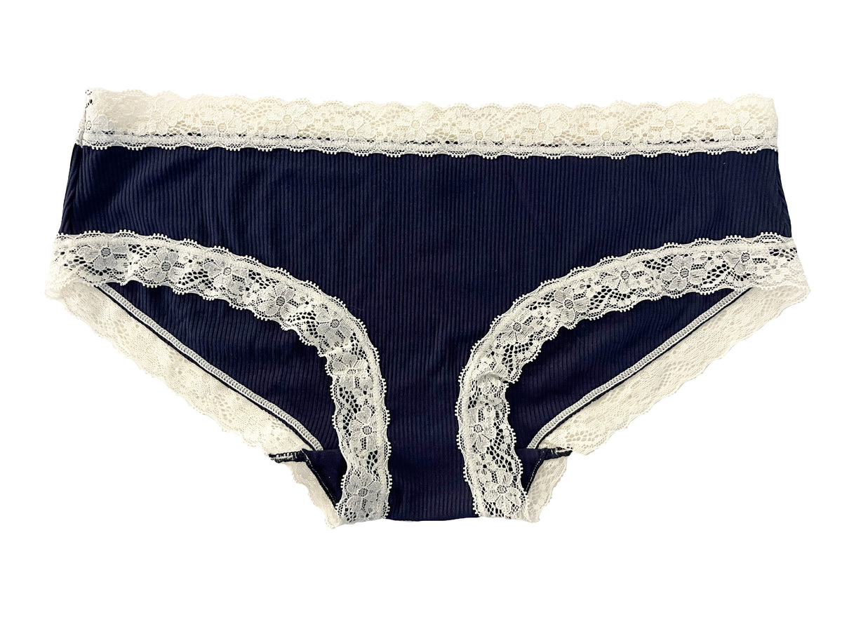 Rib Modal Cheeky with Contrast Lace, XS-2X