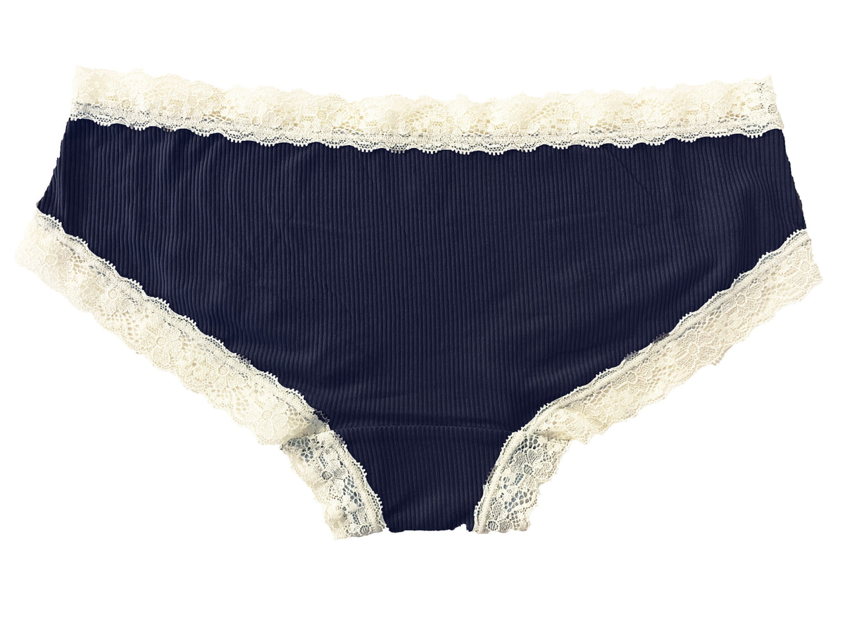 Rib Modal Cheeky with Contrast Lace, XS-2X