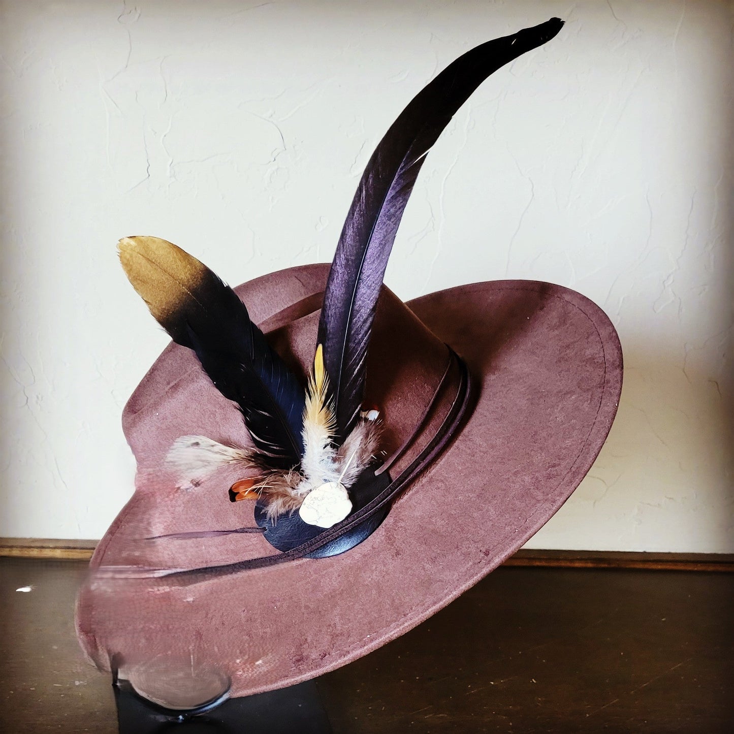 **Boho Western Hat w/ Choice of Feather Hat Band-Brown 982d