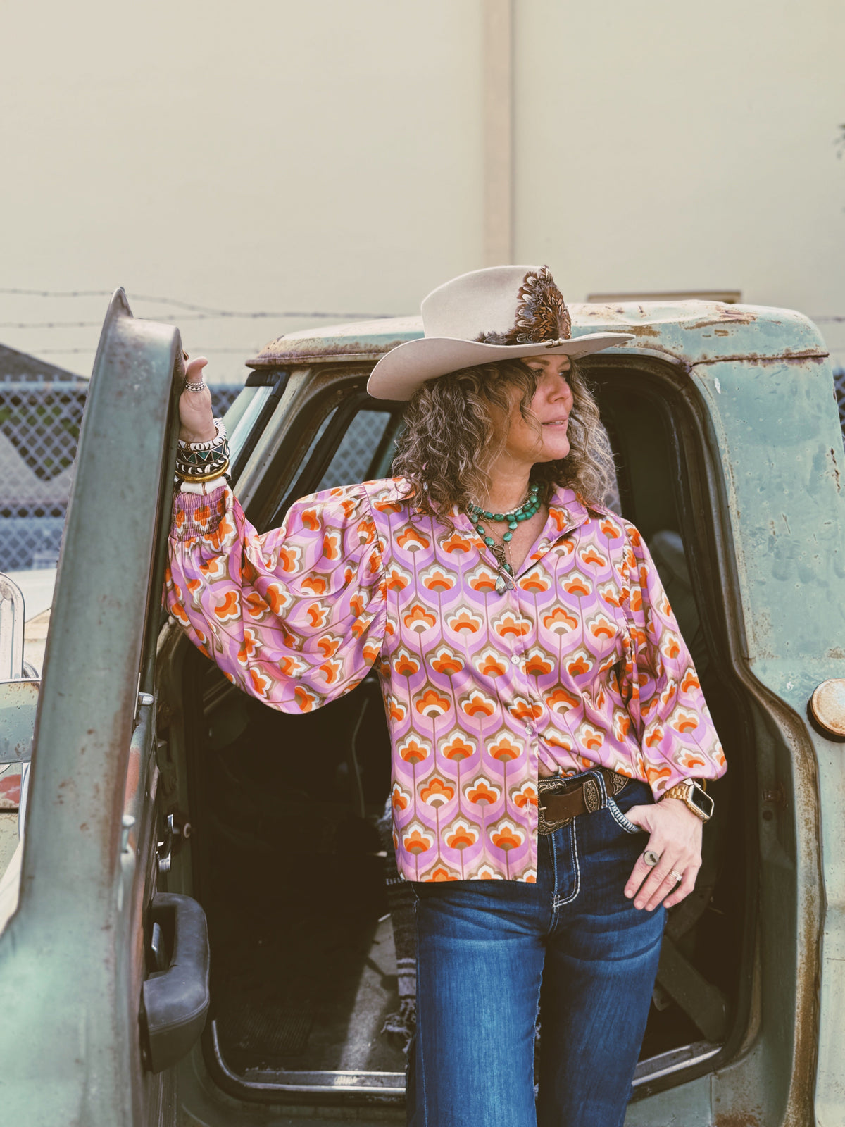 Room At The Top Balloon Sleeve Button Up Blouse