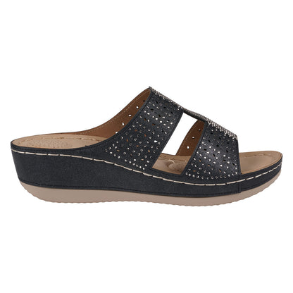 Women's Carrie Black Embellished Wedge Sandals