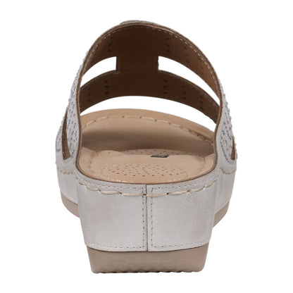 Women's Carrie White Embellished Wedge Sandals