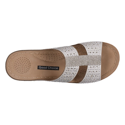 Women's Carrie White Embellished Wedge Sandals