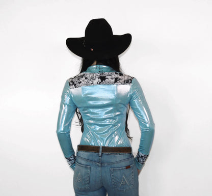 Girls Marvel-ous Metallic Pearl Snap Rodeo Shirt
